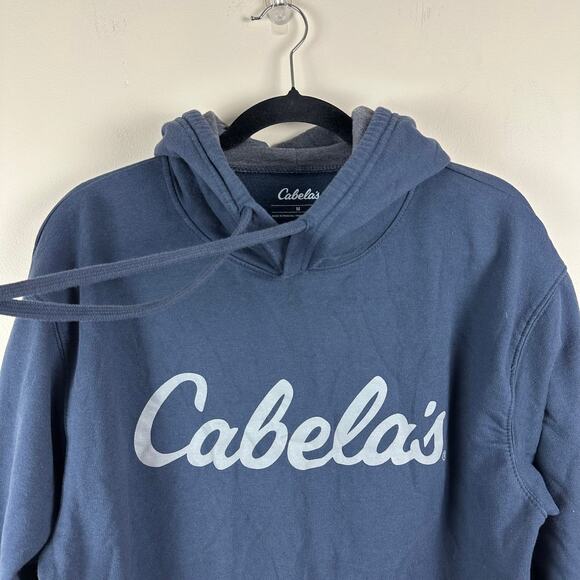 Cabela’s Spellout Logo Pullover Hoodie Navy Graphic Gorpcore Mens Size Medium - Picture 2 of 6